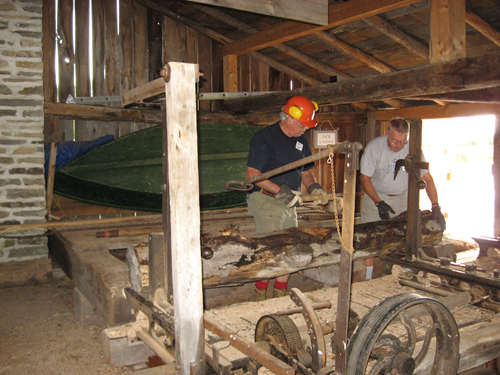 Setting the log up on the carriage